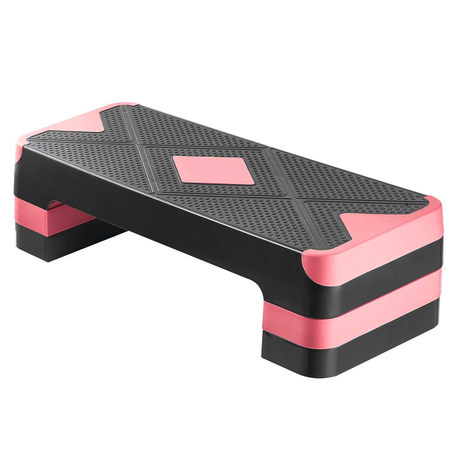 Aerobic Exercise Step Platform Height Adjustable Workout Stepper 4 Riser Red_voghion.com